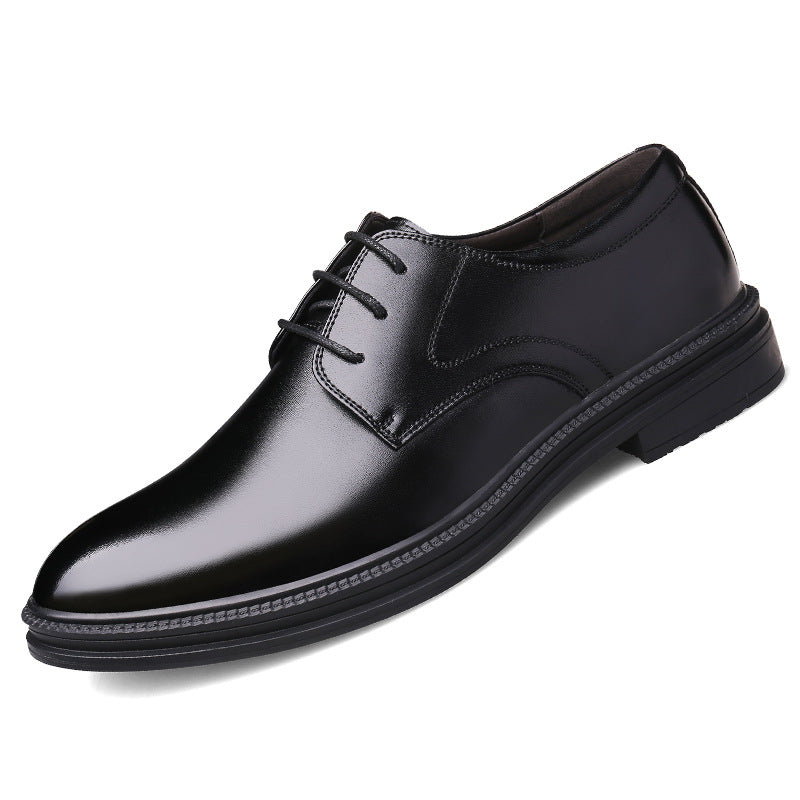 Men's Korean Style British Fleece-lined Business Formal Wear Platform Suit Leather Shoes