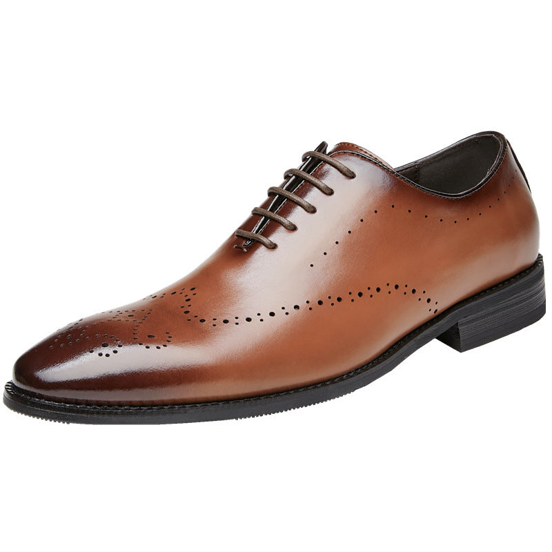 Men's Brogue Business Formal Wear British Green Leather Shoes