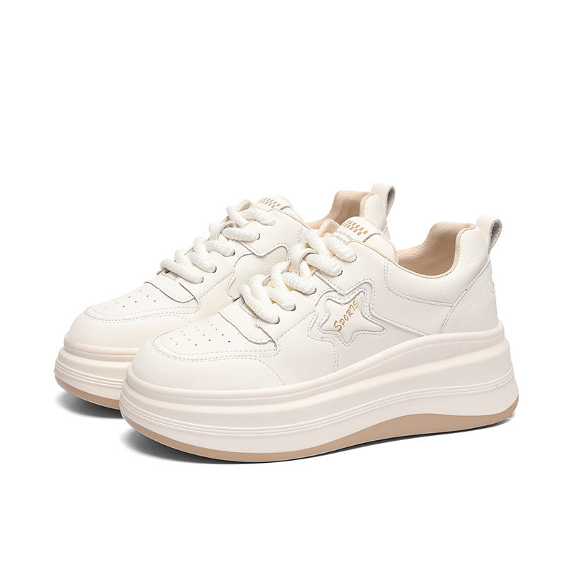 Women's Gold Silk Rabbit Spring Muffin Bottom Sneakers