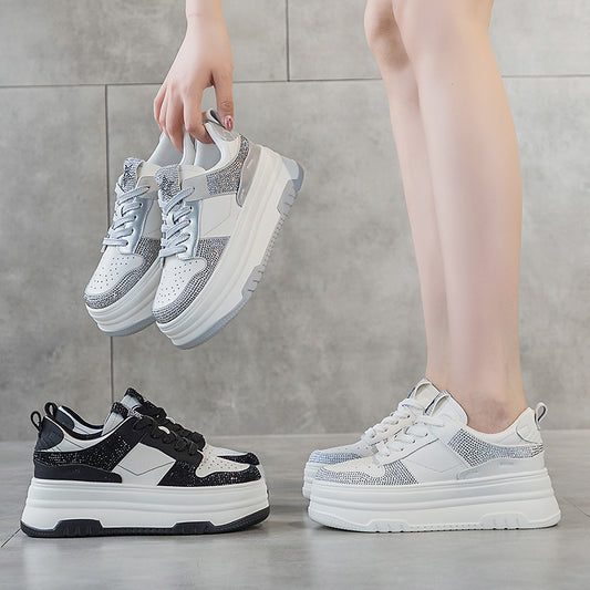 Women's Rhinestone Platform White Small Size Autumn Casual Shoes
