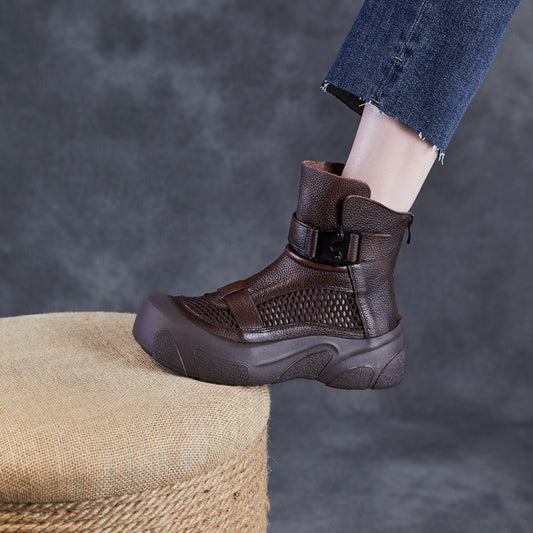 Women's Genuine Thick-soled Retro Roman Ankle Breathable Boots