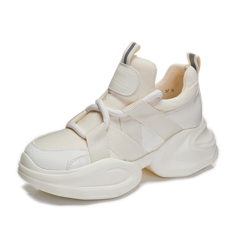 Women's Authentic Clunky Korean Black Platform Height Increasing Women's Casual Shoes