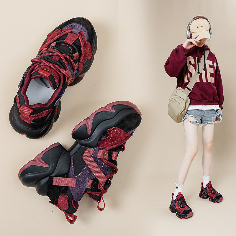 Women's Clunky Winter Fleece-lined Platform Height Increasing Sneakers