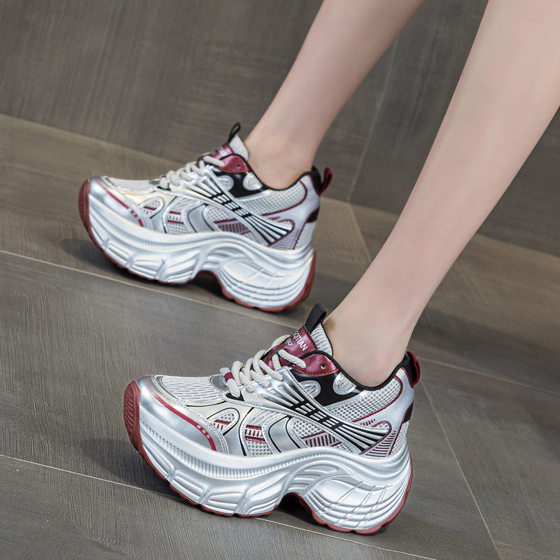 Women's Dad Fashion Mesh Sports Platform Height Increasing Women's Casual Shoes