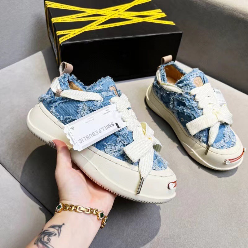 Women's & Men's Smiling Platform With Smile Face Half Canvas Shoes