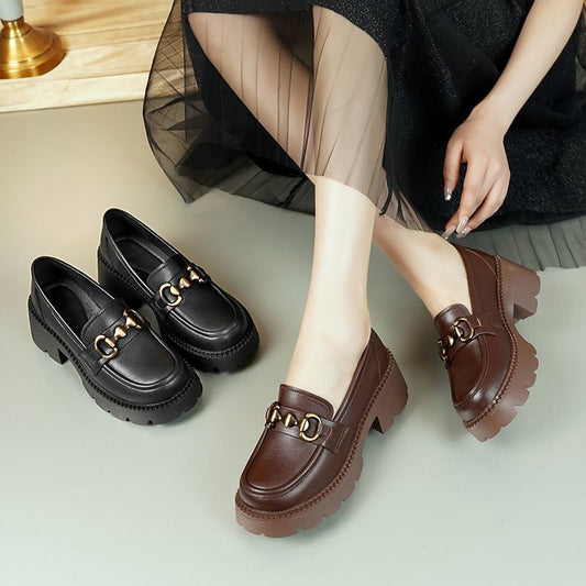 Women's Soft Versatile Platform British Style Slip-on Casual Shoes