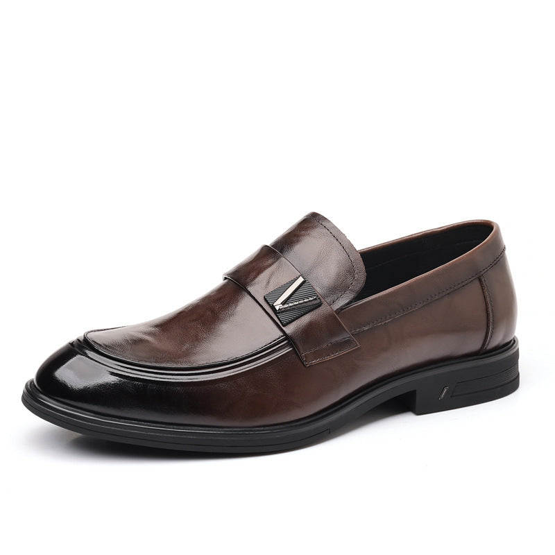 Men's First Layer Cowhide Genuine Pointed Formal Fashion Men's Business Leather Shoes