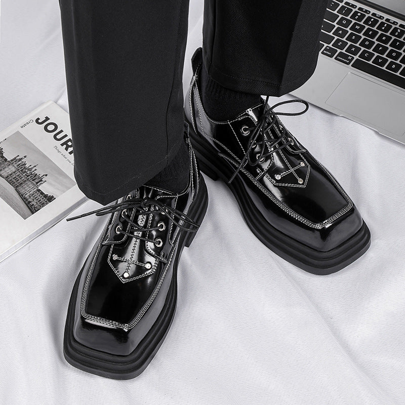 Men's Niche Personalized Genuine Slit Beads Korean Leather Shoes