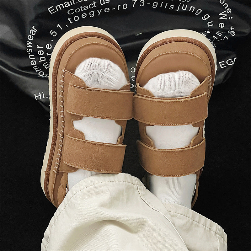 Women's & Men's Niche Couple Beach Velcro Platform Increased Sandals