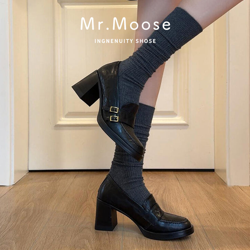 Women's British Style Chunky High Autumn Retro Women's Fashion Shoes