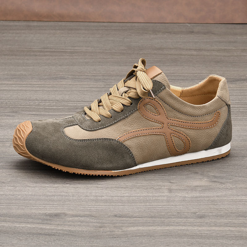 Men's Tilt Color Contrast Patchwork German Training Fashion Men's Casual Leather Shoes