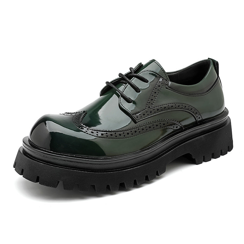 Men's Size Thick Sole Increased Carving British Style Brogue Winter Wedding Casual Shoes