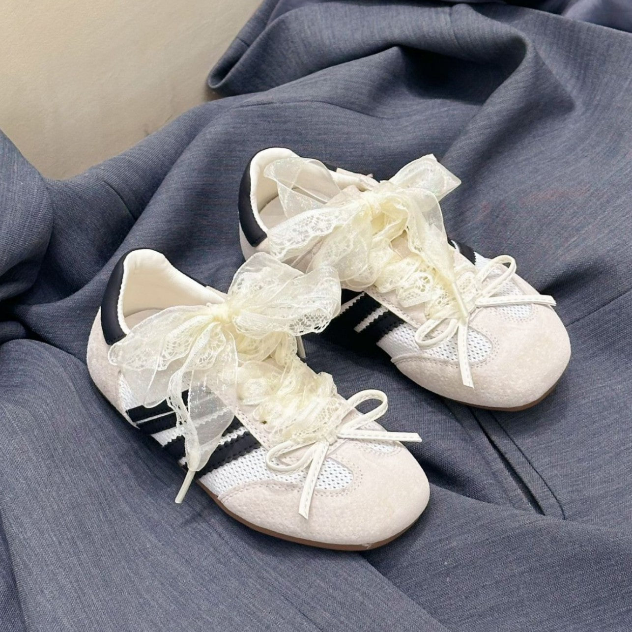 Children's Korean Style Bow Lace Single Mesh Breathable Kid's Sneakers