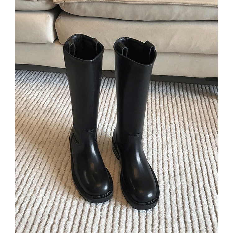 Mid Thick Wide Tube Knight High Below The Knee Boots