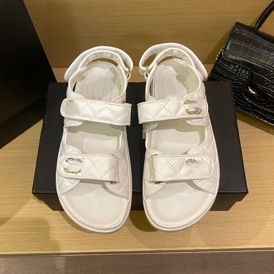 Women's Style Correct Logo Velcro Platform Retro Gel Beach Sandals