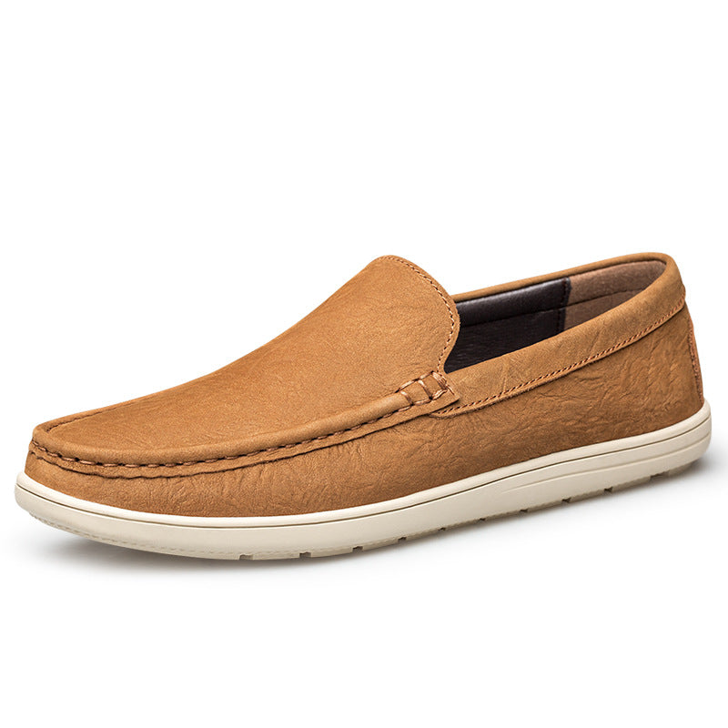Women's & Men's One Pedal Flat Spring Slip-on Cowhide Loafers