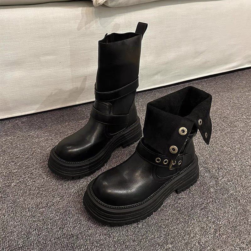 Women's Thick-soled Martin British Style Riding Veet Boots