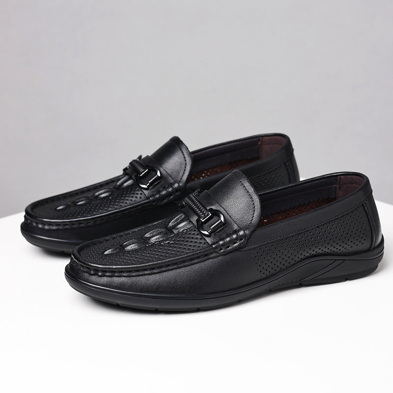Men's Trendy Breathable Genuine Soft Bottom Hollow Loafers