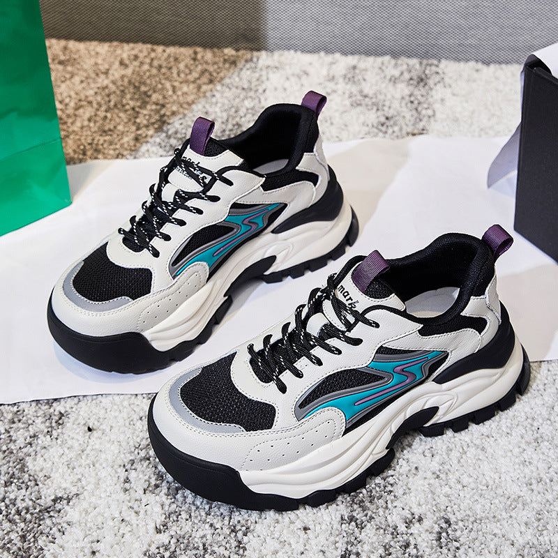 Women's Bottom Spring Sports Running Daddy Thick Leather Shoes