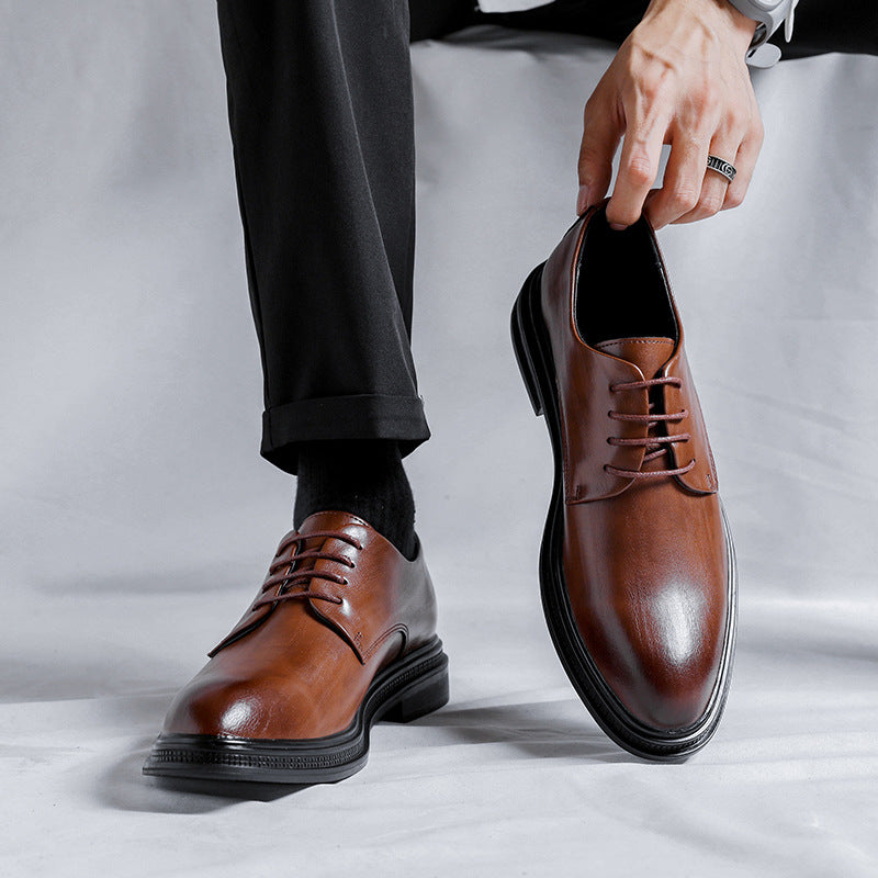 Men's Business Suit Inner Height Increasing Black Leather Shoes