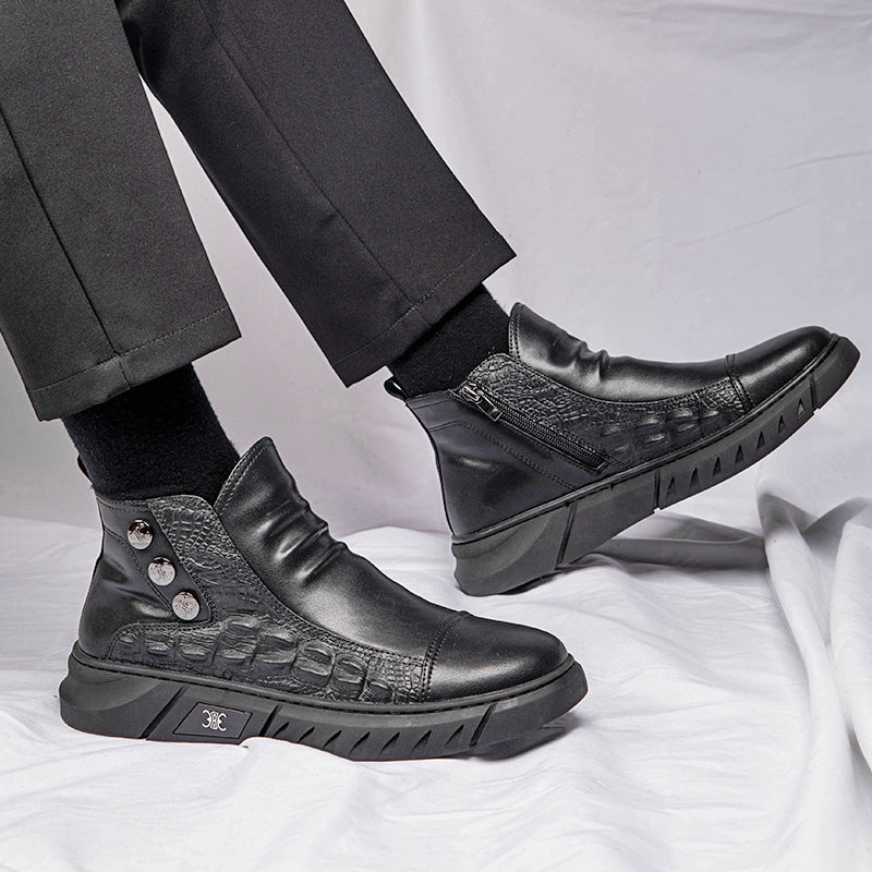 Men's Genuine Korean Fashion Black Plus Veet Sneakers