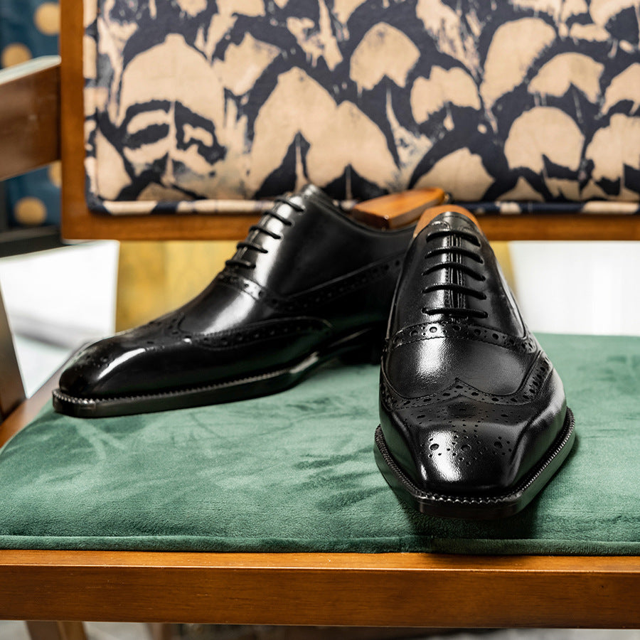 Men's Lining Business Formal Wear British Square Toe Leather Shoes