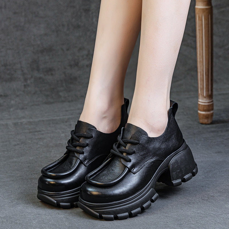 Women's Autumn Chunky Soft Back Thick Genuine Casual Shoes