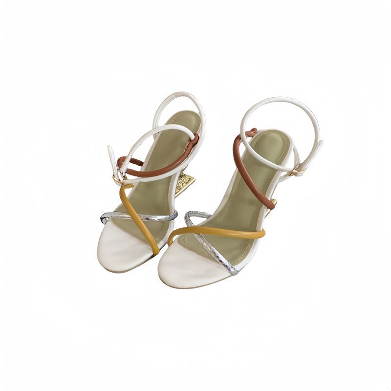 Women's Shape Cross Strap Color Matching Elegant Heels