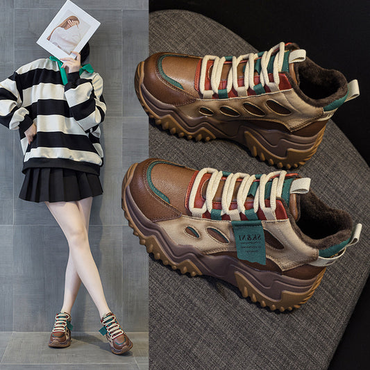 Women's Winter Platform Wedge Sports Dad Fashion Cotton Height Women's Casual Shoes