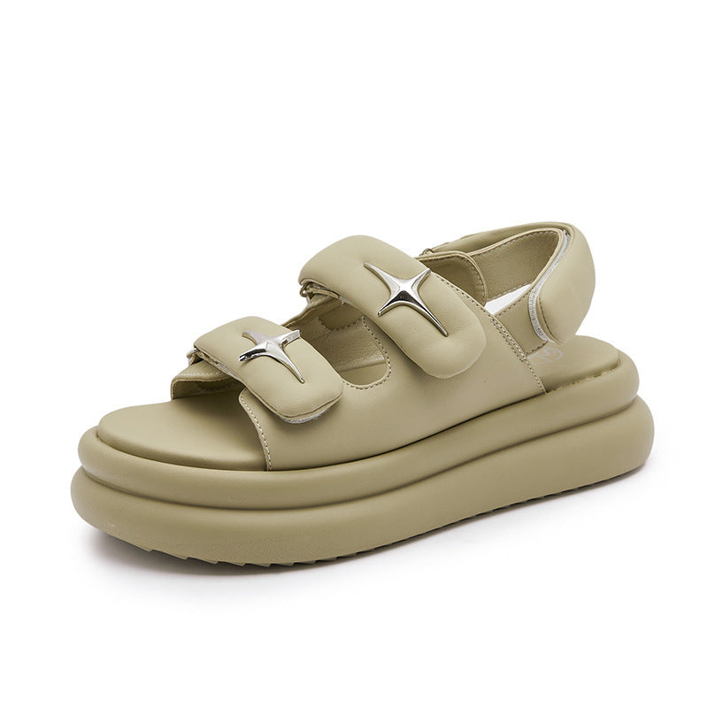 Women's Summer Wear Black Peep Toe Flat Sandals