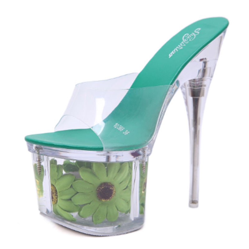 Transparent Crystal Stiletto Waterproof Platform Fish Heels