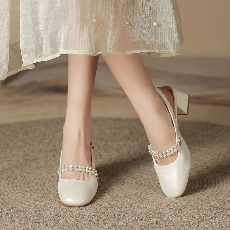 Women's Genuine Office Outer Wear Closed Back Heels