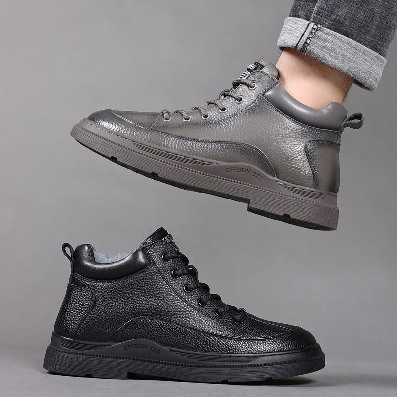 Men's First Layer Cowhide Cotton Genuine Wool Men's Shoes