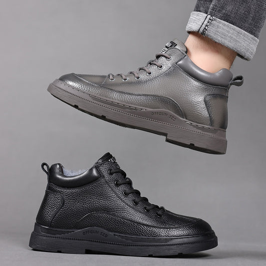 Men's First Layer Cowhide Cotton Genuine Wool Men's Shoes