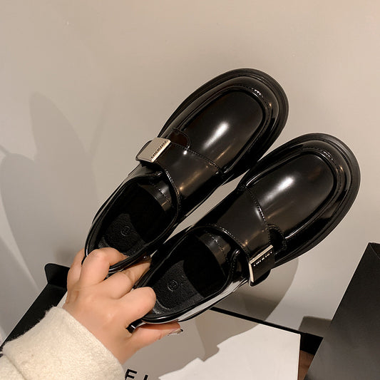 Women's Style Round Head Chunky Pumps Raise Loafers