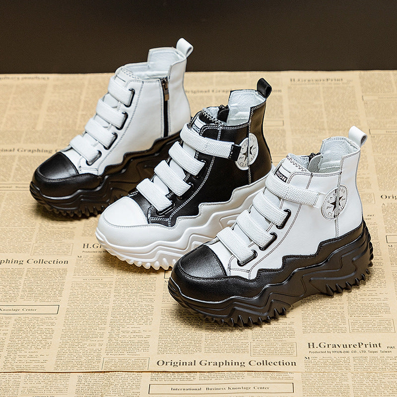 Women's Versatile Height Increasing Insole Korean Style White Women's Sports Shoes