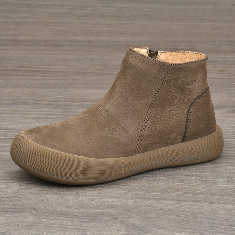 Layer Cowhide Cotton Retro Platform Single Lining Slip-on Men's Casual Leather Shoes