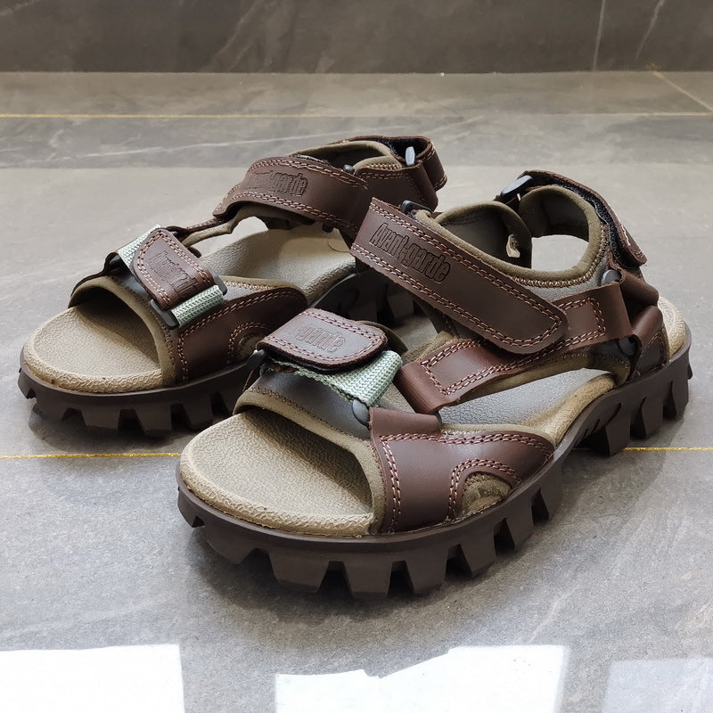 Men's Cowhide Beach Summer Daily Outdoor Increased Sandals