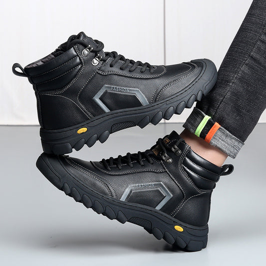 Men's Cotton Genuine Wool Fleece-lined Thick Warm Men's Shoes