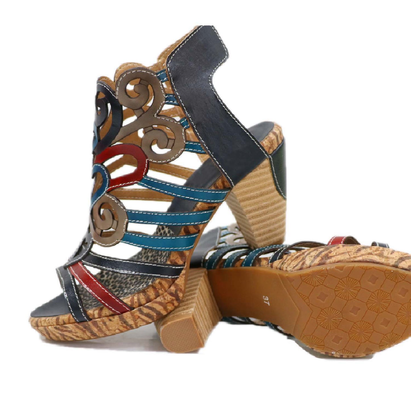 Zipper Stiletto Buckle Strap Gold Rubber Heels