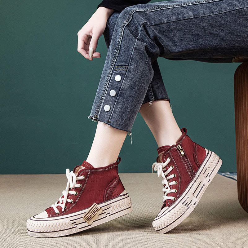 Women's Board Spring Genuine Platform Flat Comfortable Soft Women's Casual Shoes