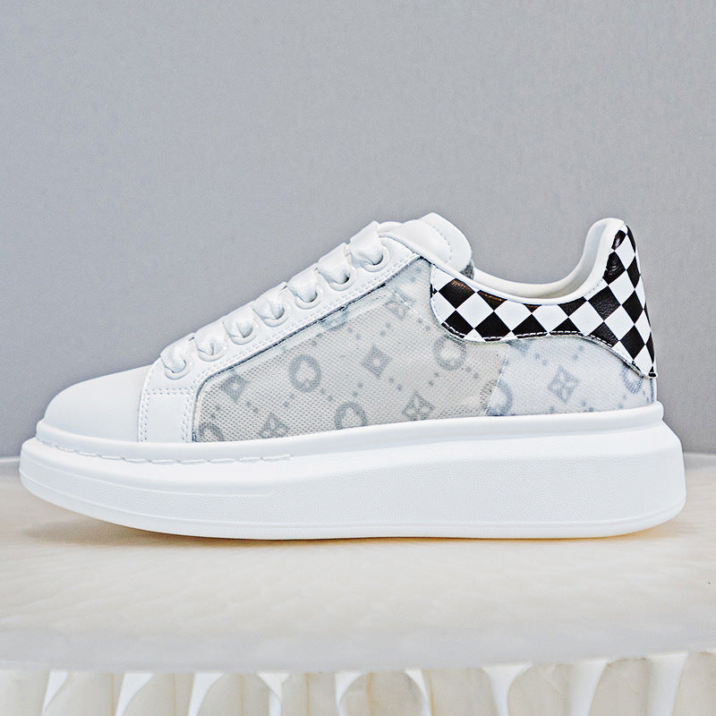 Women's White Summer Mesh Breathable Fashionable Korean Casual Shoes