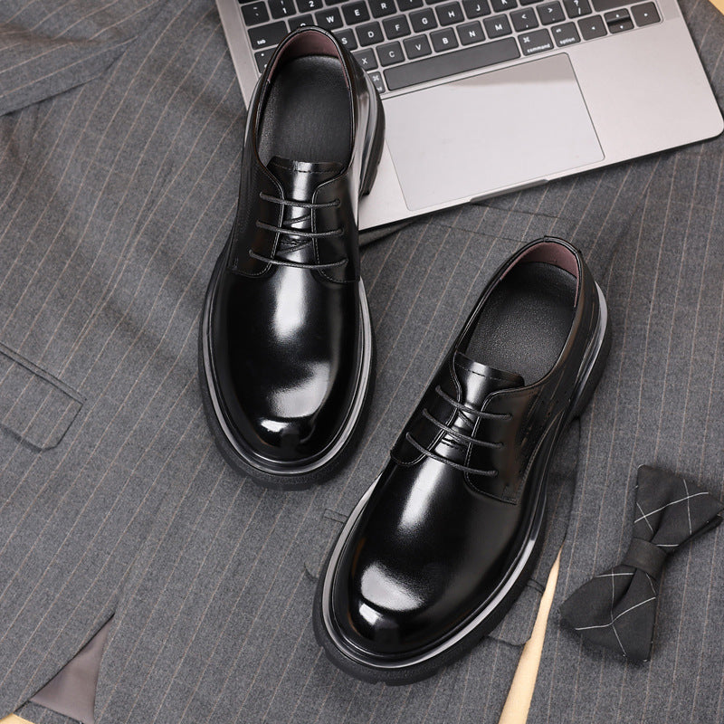 Men's Commuter Thick-soled First Layer Cowhide High-grade Leather Shoes