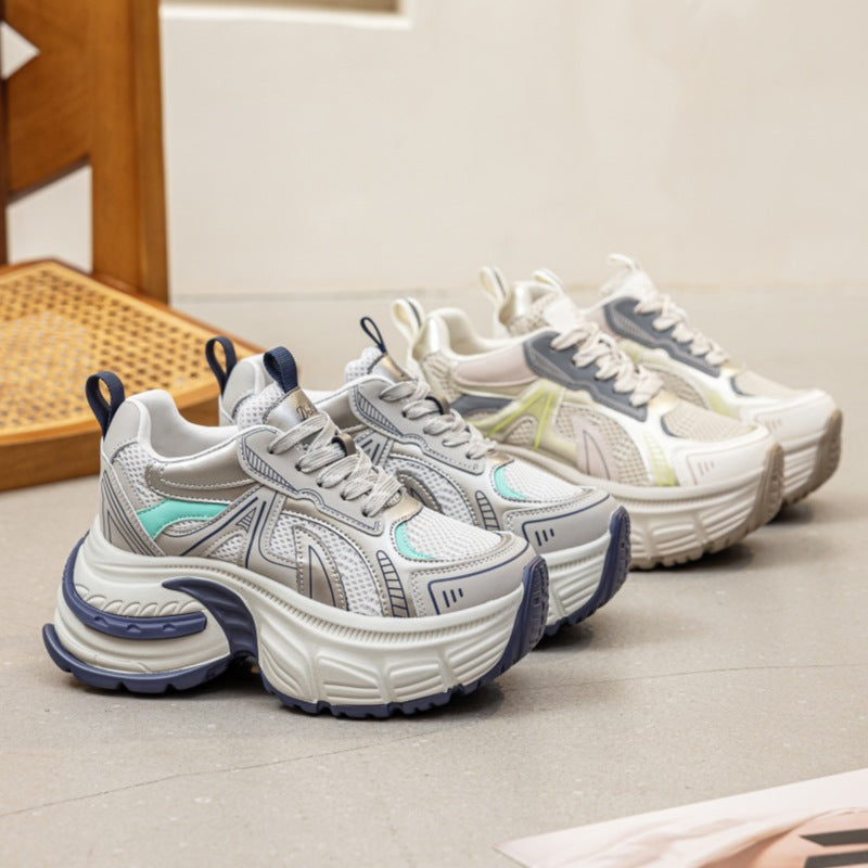Women's Platform Dad Spring Breathable Increased Muffin Sneakers