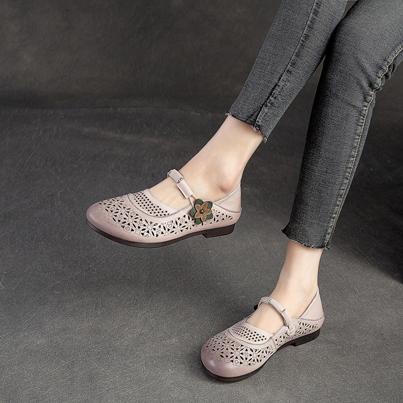 Toe Flat Bottom Mom Beef Tendon Sandals