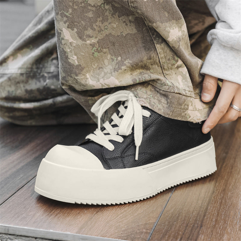 Men's Design Simple Personalized Platform Trendy White Sneakers