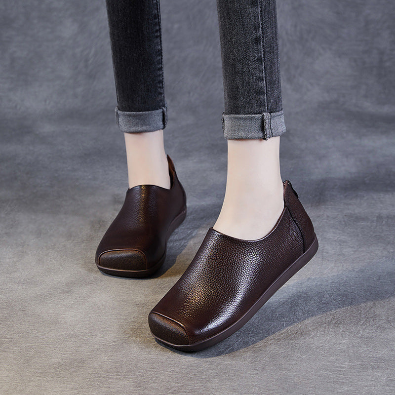 Handmade Genuine Early Autumn Soft Bottom Surface Vintage Low-cut Casual Shoes