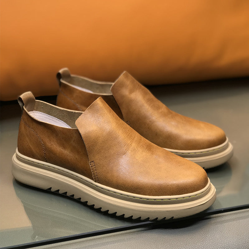 Men's Genuine Retro Polished Slip-on Thin Breathable Loafers