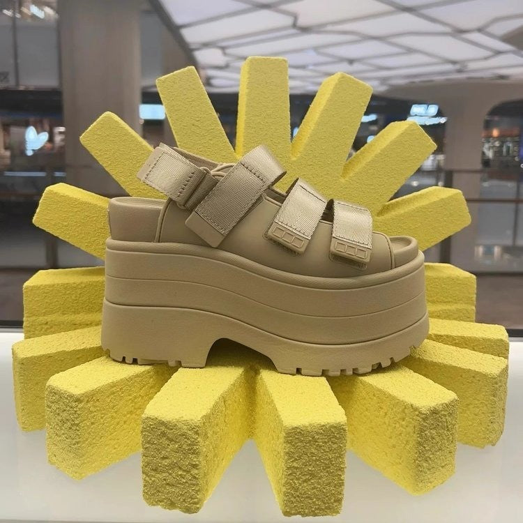 Platform Height Increasing Velcro High Fashion Sandals
