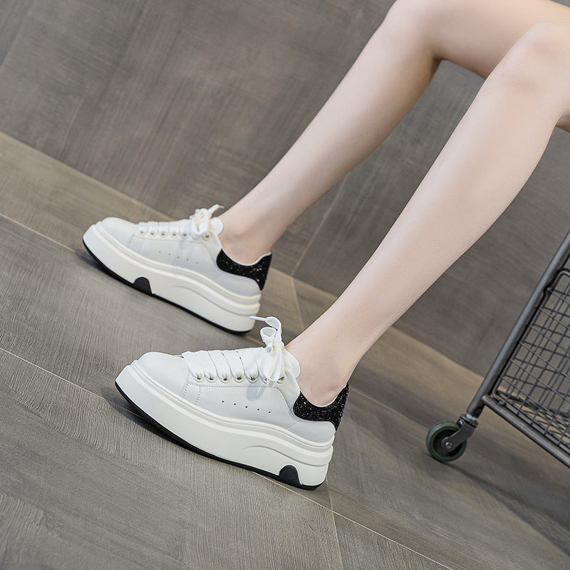 Women's Love Korean Style Platform White Spring Sneakers
